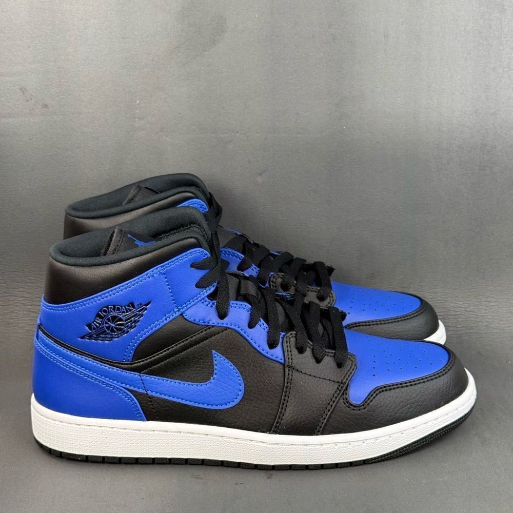 Nike Air Jordan 1 Mid Hyper Royal Tumbled Leather sneaker shoes men’s 11